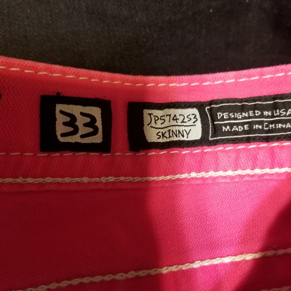 MISS ME SKINNY pink 33 Stretch Rhinestone Embellished Pockets Jeans - Picture 7 of 8